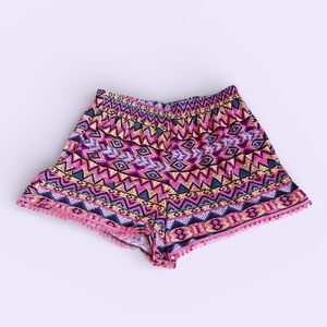 Colorful Geometric Patterned Girls Shorts (M 10/12)